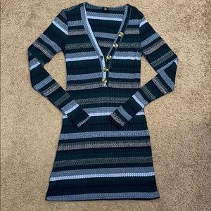 Dark green/gray striped dress